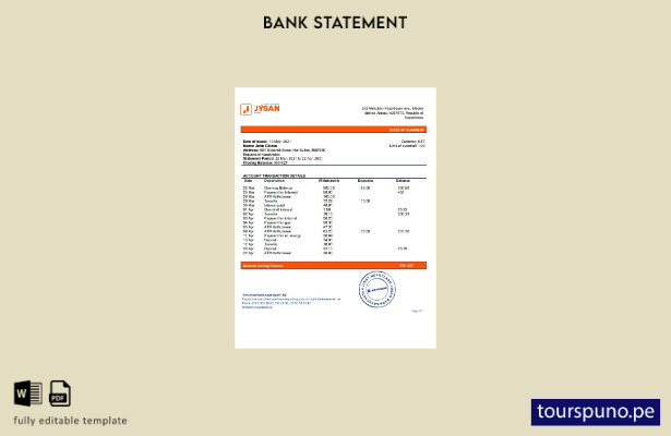 listo para imprimir plantilla de Word   extracto bancario de Kazajstán First Hea
